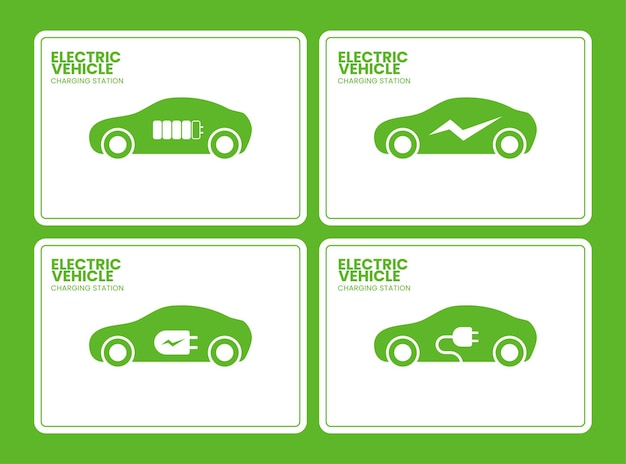 Groene kleur elektrische auto symbool selectie