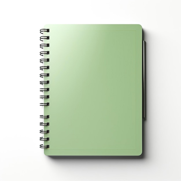 Groene kleur Notebook vlakke vector witte achtergrond isoleren