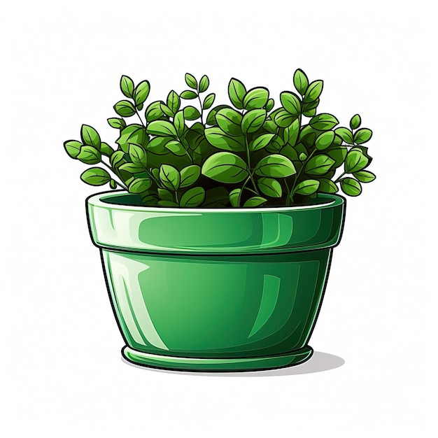 Groene kleur Pot met de hand getekende vector witte achtergrond isolaat