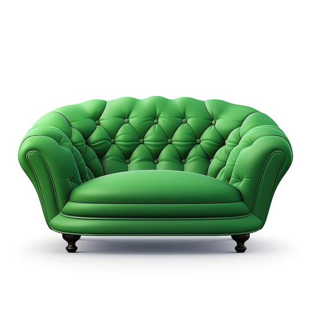Vector groene kleur sofa 3d vector witte achtergrond geïsoleerd hoog