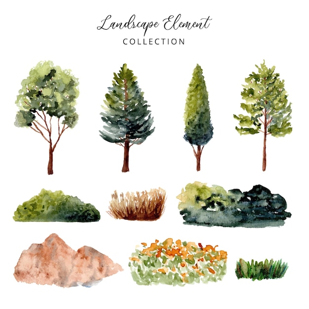 groene landschap element aquarel collectie