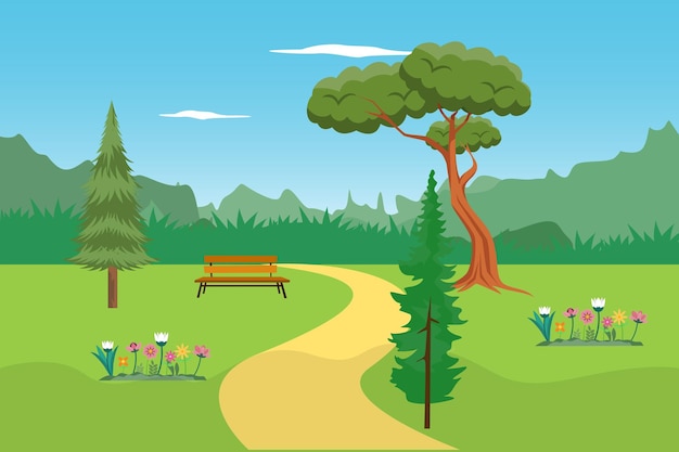 Groene landschapstuin Natuurlandschapstuin Concept Kleurige vlakke vectorillustratie
