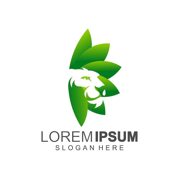 Groene leeuw abstract blad logo