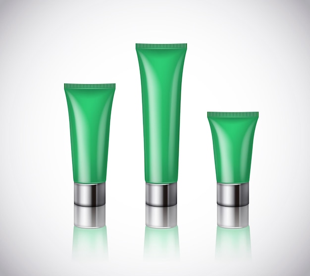 Groene lege cosmetische buizen voor ontwerp Merksjabloon geïsoleerd voor reclame