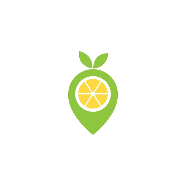 Groene lemonlime met pin kaart locatie logo symbool pictogram vector grafisch ontwerp illustratie idee