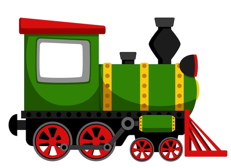 Vector groene locomotief trein close-up