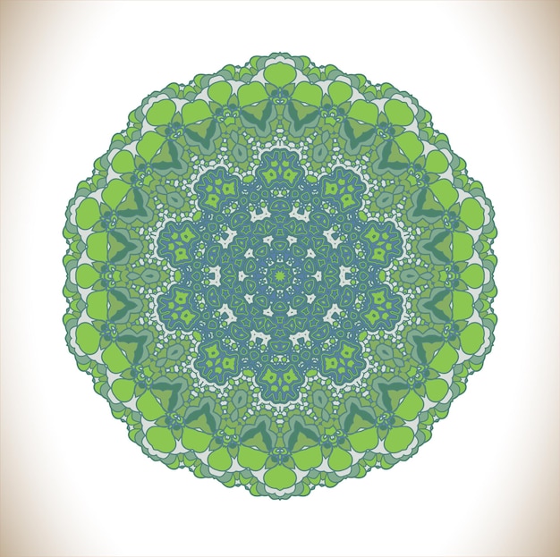 Groene mandala-kunst rond ornamentpatroon geïsoleerd