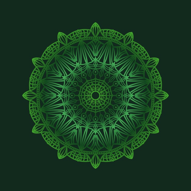 Groene mandala met een patroon in het midden.