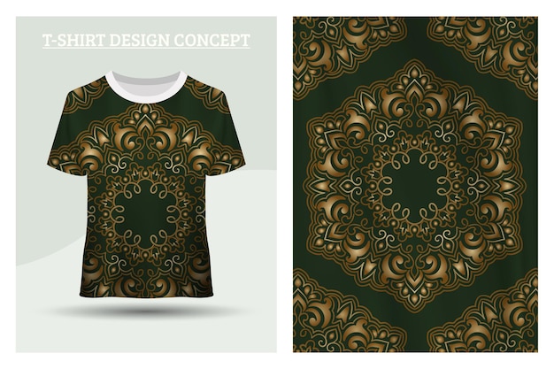 Vector groene mandala tshirt ontwerpconcept