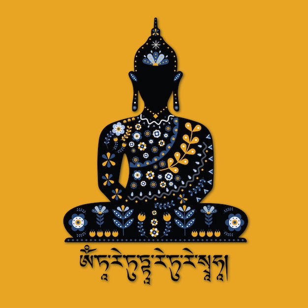 Groene Mantra Mediterende Boeddha