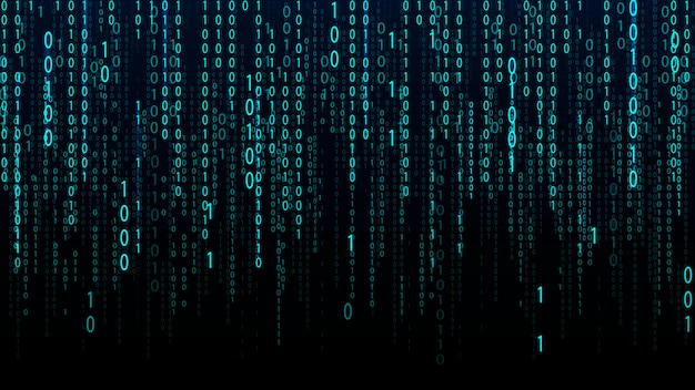 Groene matrix achtergrond Fallende getallen op het scherm Technologie stroom binaire code Digitale vector illustratie Hacking concept
