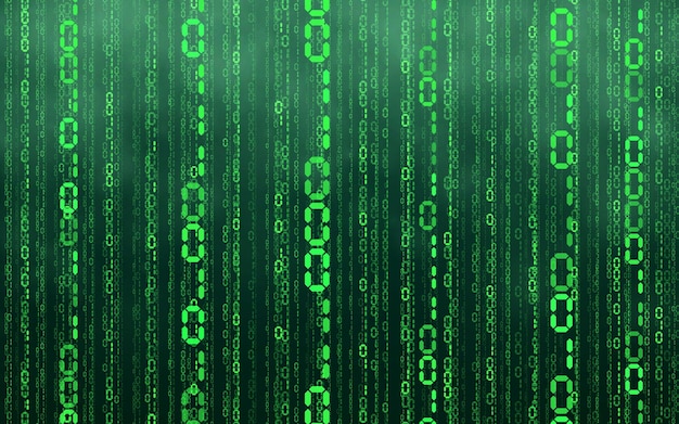 Groene matrix digitale achtergrond. Dalende nummers digitale netwerktechnologie. Futuristische cyberruimte. Vector illustratie.