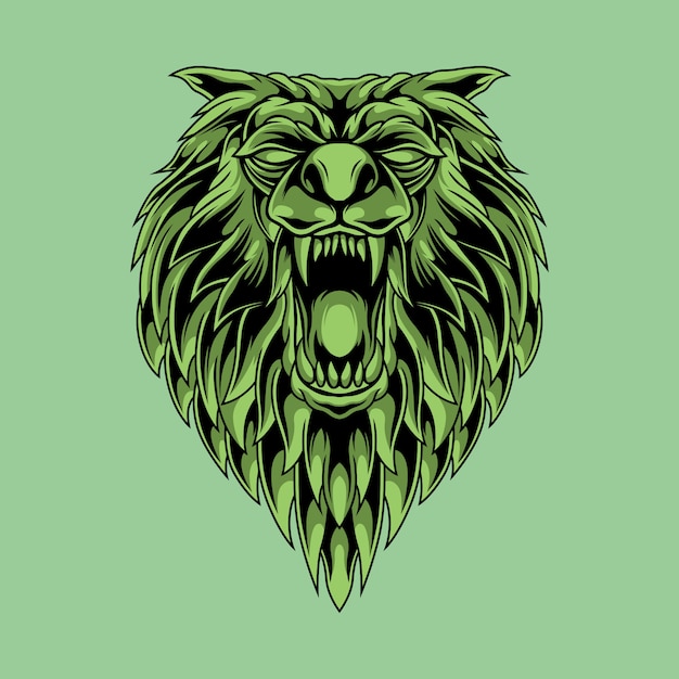 Groene moordenaar wolf hoofd illustratie