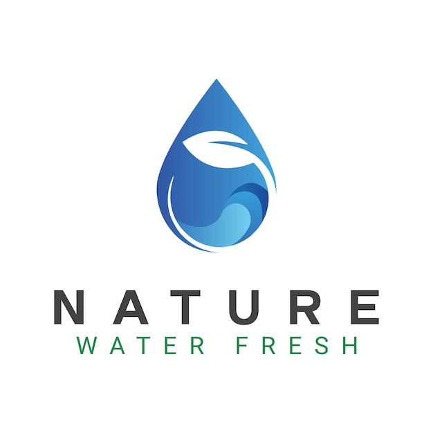 Groene Natuur Blad Logo Ontwerp Blad met Waterdruppel 3D Gradiënt Waterdruppel met Blad Logo Ontwerp