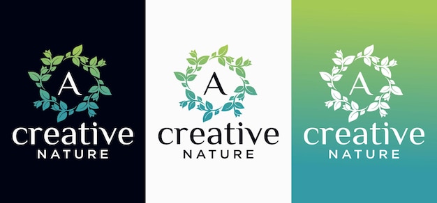 Groene natuur logo abstracte ornament collectie, luxe en uniek ornament vector symbool ontwerp,
