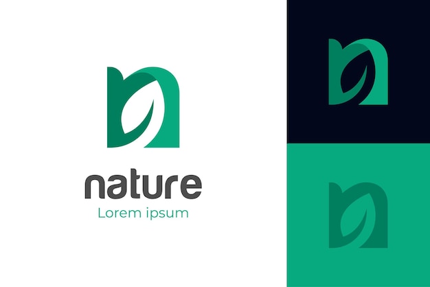 Groene natuur met blad logo pictogram letter N natuurlijke Vector Logo Design Template Element