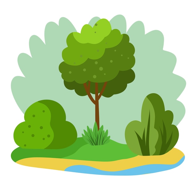Groene oase met bloeiende natuur paradijs Wilde flora en fauna met meer
