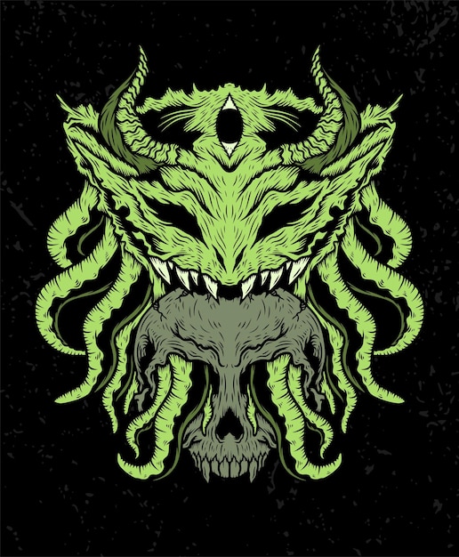Groene octopus illustratie ontwerpconcepten