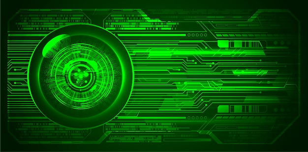 Groene oog cyber circuit toekomstige technologie achtergrond