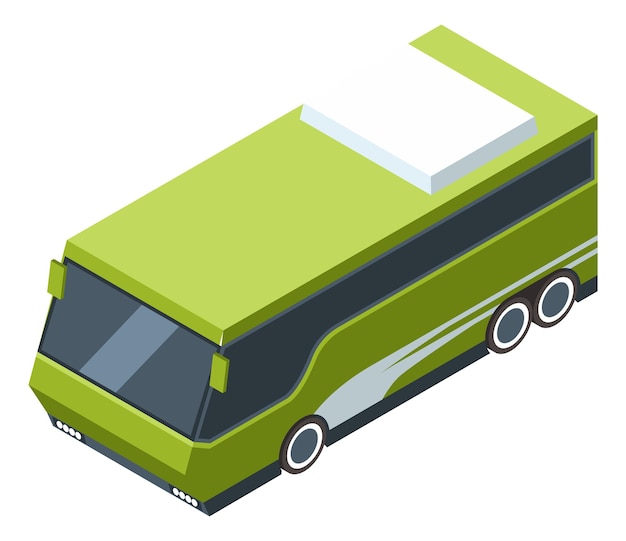 Groene openbare bus. isometrisch vervoer voor reizende passagiers