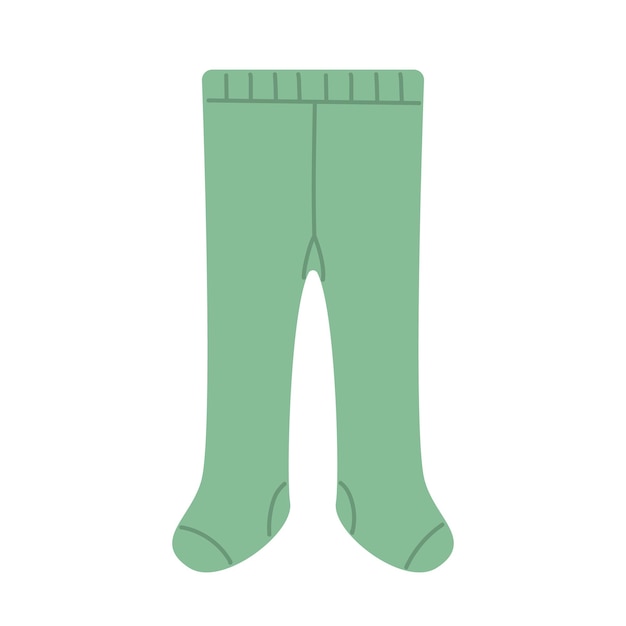 Groene panty's voor kinderen Warme wollen kleding voor de winter voor kinderen Kleding vectorillustratie