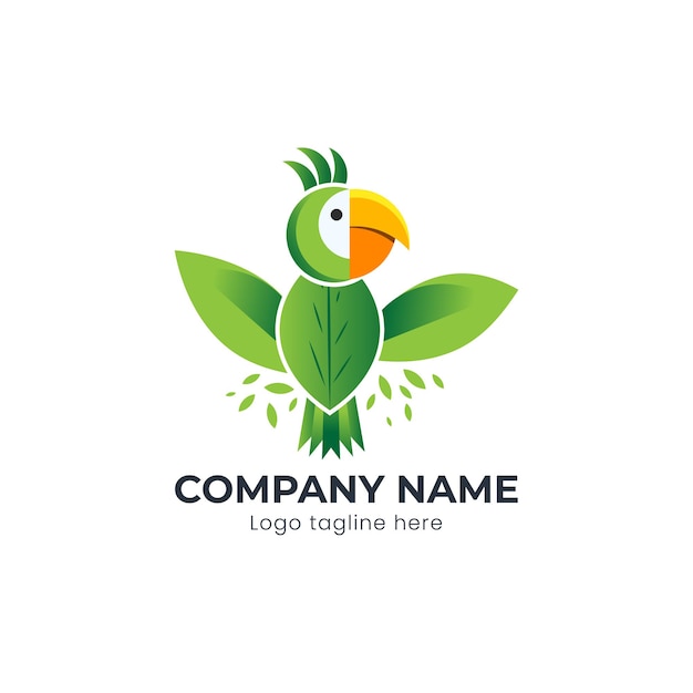 groene papegaai vogel gemaakt met blad logo concept