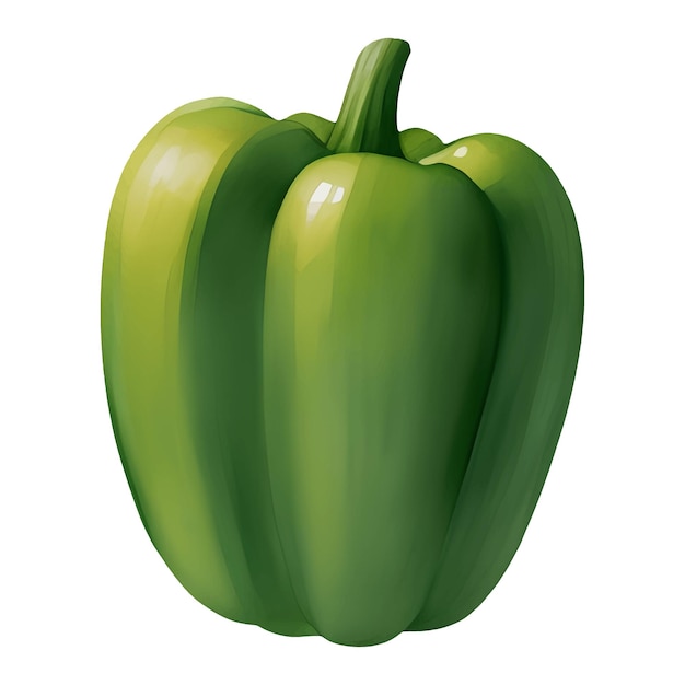 Groene Paprika Paprika Geïsoleerde Hand Getrokken Schilderij Illustratie