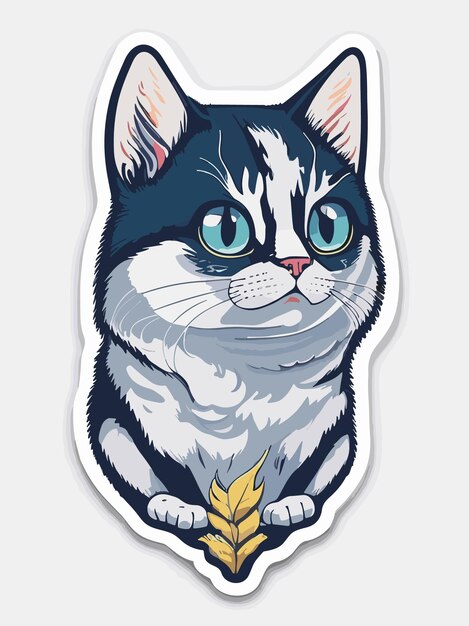 Vector groene patched cat een sticker stijl illustratie