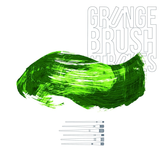 Groene penseelstreek en textuur. Grunge vector abstracte handgeschilderde element.