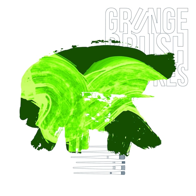 Groene penseelstreek en textuur. Grunge vector abstracte handgeschilderde element.