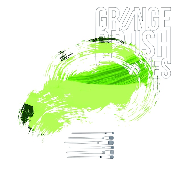 Groene penseelstreek en textuur. Grunge vector abstracte handgeschilderde element.