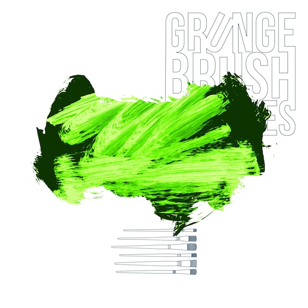 Groene penseelstreek en textuur. Grunge vector abstracte handgeschilderde element.