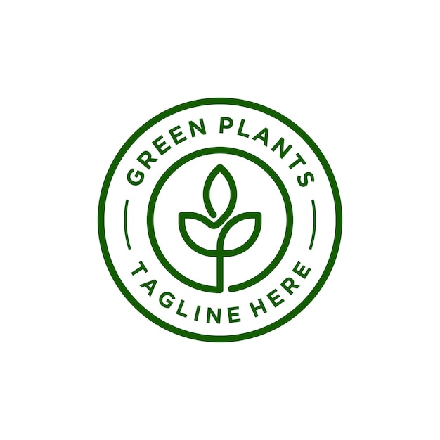 Groene plant badge embleem Logo met blad boom ontwerpsjabloon