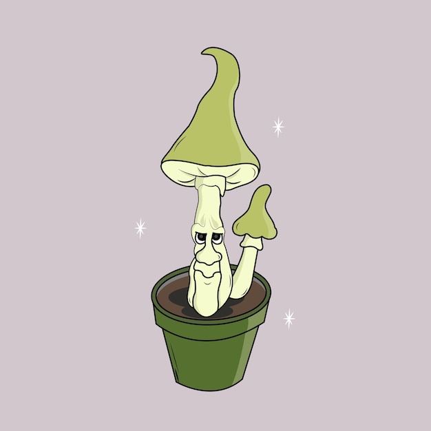 Groene Plant Mashroom Cartoon