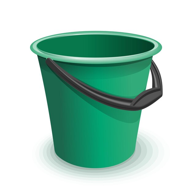 Groene plastic lege emmer met zwart handvat vector illustratie geïsoleerd op wit