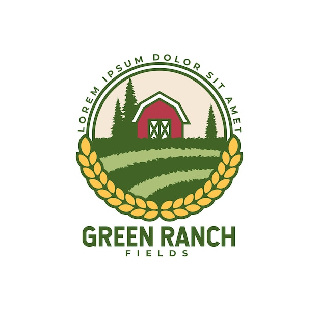 Groene ranch wheat logo badge