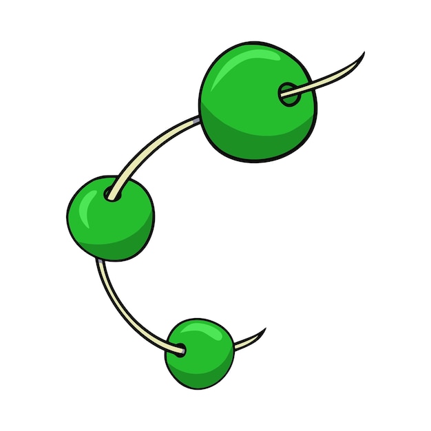 Groene ronde kralen aan een touwtje een verzameling handwerk vector cartoon