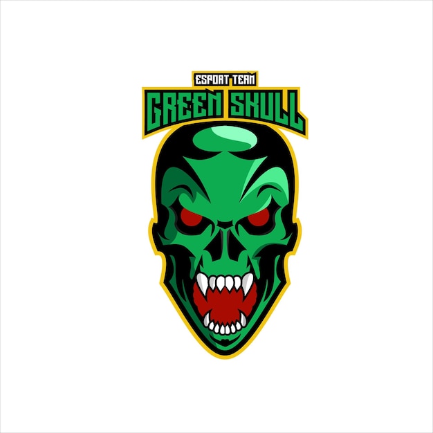 Groene schedel esport logo ontwerp mascotte