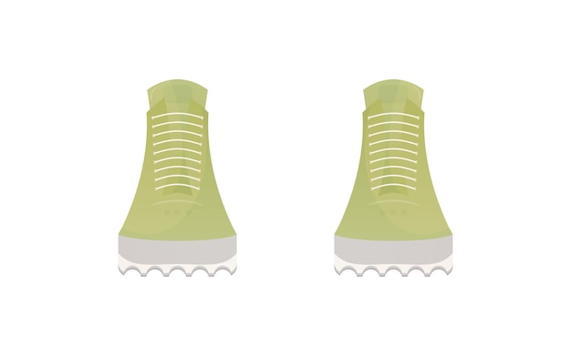 Groene sneakers geïsoleerd op witte achtergrond Cartoon stijl Vector