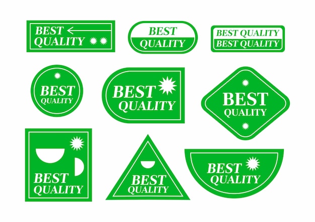 Groene stickers met het woord kwaliteit erop Cool Trendy Shopping Stickers Pack