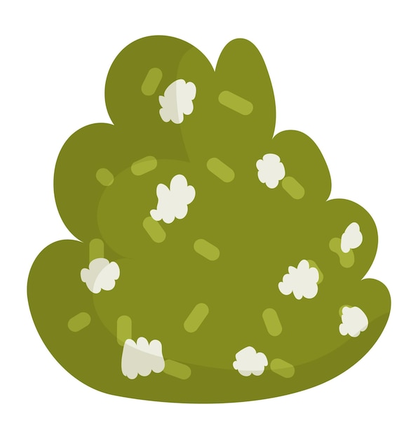 Groene struik met witte bloemen cartoon stijl vereenvoudigd natuurelement voor kinderen illustratie vector