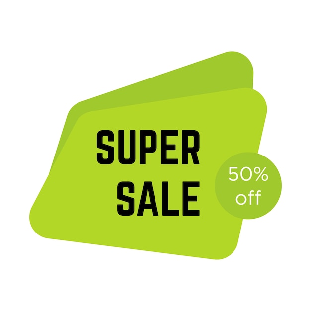 Groene super sale sticker met tekst. verkoop labelsjabloon. vector illustratie