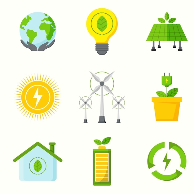 Vector groene technologie icon set-collectie