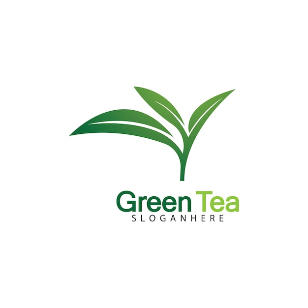 Groene thee blad logo vector pictogram illustratie ontwerp geïsoleerd op een witte achtergrond-vector afbeelding