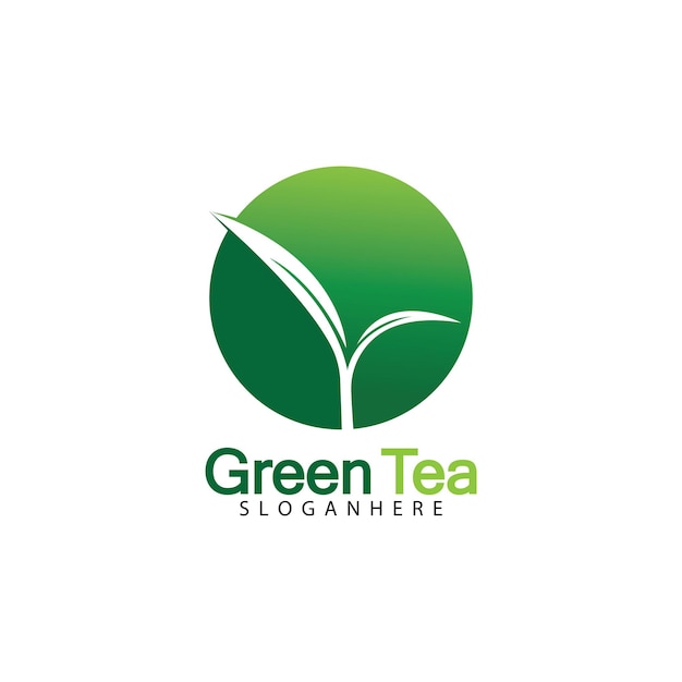 Groene thee blad logo vector pictogram illustratie ontwerp geïsoleerd op een witte achtergrond-vector afbeelding