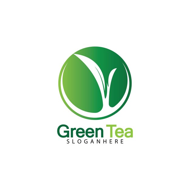 Groene thee blad logo vector pictogram illustratie ontwerp geïsoleerd op een witte achtergrond-vector afbeelding