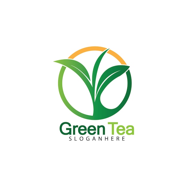Groene thee blad logo vector pictogram illustratie ontwerp geïsoleerd op een witte achtergrond-vector afbeelding