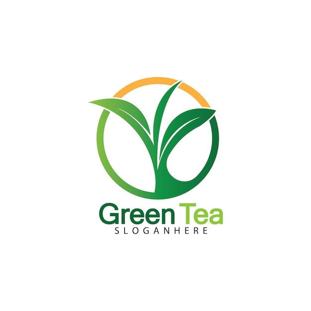 Groene thee blad logo vector pictogram illustratie ontwerp geïsoleerd op een witte achtergrond-vector afbeelding