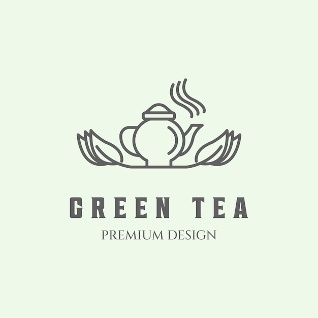 groene thee lijn art design logo minimalistische vector illustratie icon