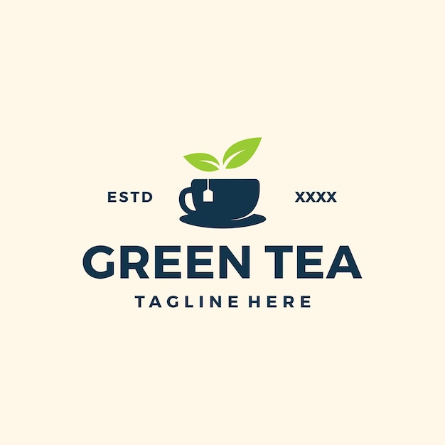 Vector groene thee logo ontwerp vectorillustratie